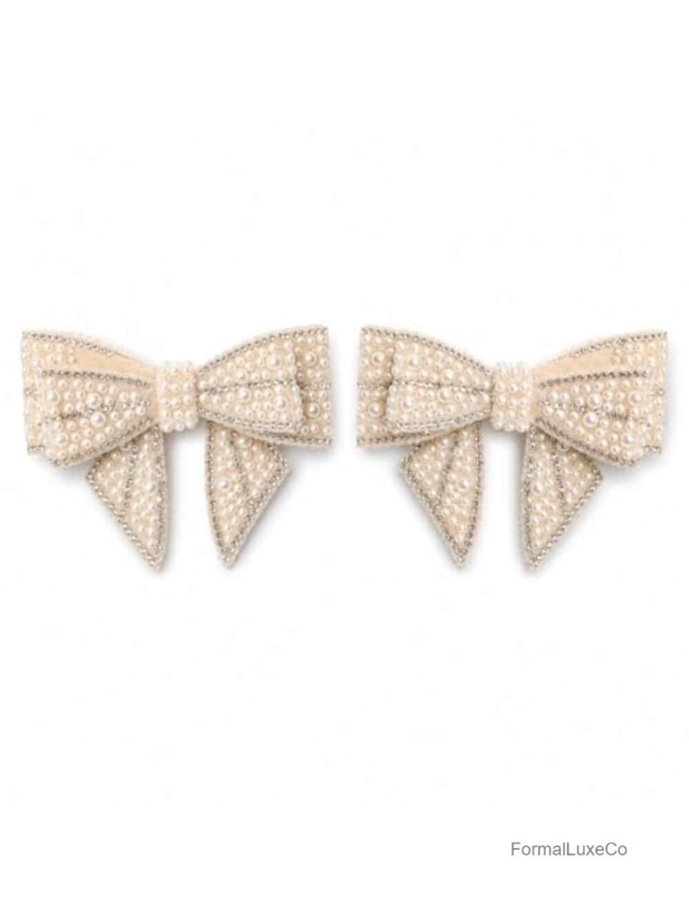 2pc Rhinestone Bow Shoe Clips Faux Pearl Wedding Shoe Charms